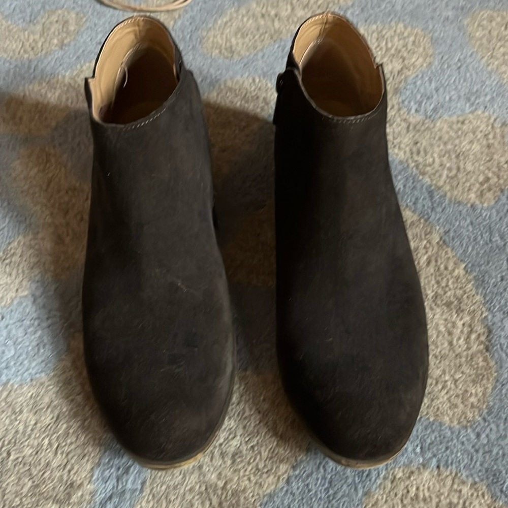 Espresso suede Luck Brand ankle boots.